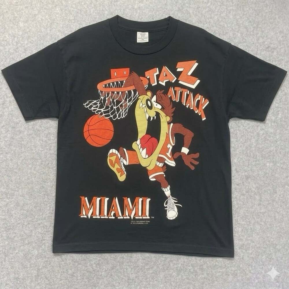Vtg 1993 Taz Attack Miami Hurricanes Shirt XL Collegeware USA Looney Tunes NCAA